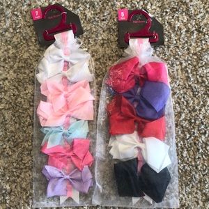 NEW! Multi Pk Hair Bows and Accessory Hanger 12 Count